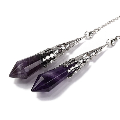 Natural Amethyst Pointed Dowsing Pendulum Big Pendants G-H285-06P-A04-1