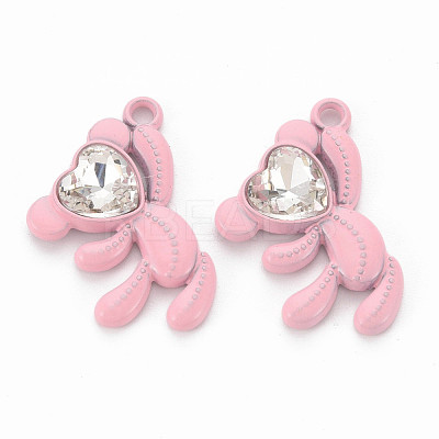Spray Painted Alloy Rhinestone Pendants PALLOY-Q433-033B-RS-1