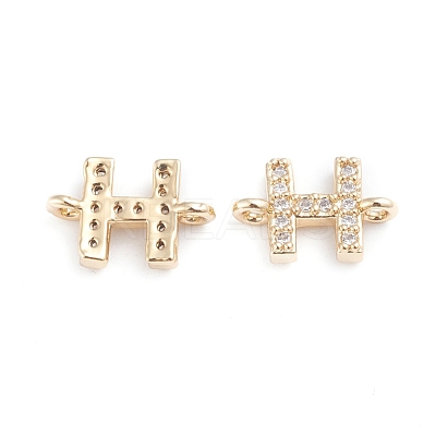 Brass Micro Pave Cubic Zirconia Letter Links ZIRC-I042-16G-H-1