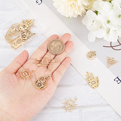 16Pcs 8 Style 201 & 304 Stainless Steel Pendants STAS-SC0004-57-1