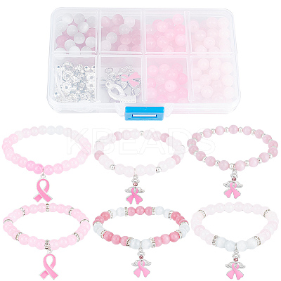 DIY Breast Cancer Awareness Bracelet Making Kit DIY-SC0021-74-1