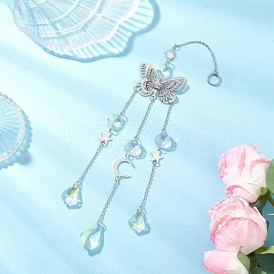 Butterfly Brass Hanging Suncatchers HJEW-JM04249-1