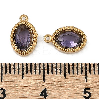 Ion Plating(IP) 304 Stainless Steel Micro Pave Cubic Zirconia Charms STAS-K256-19G-01-1