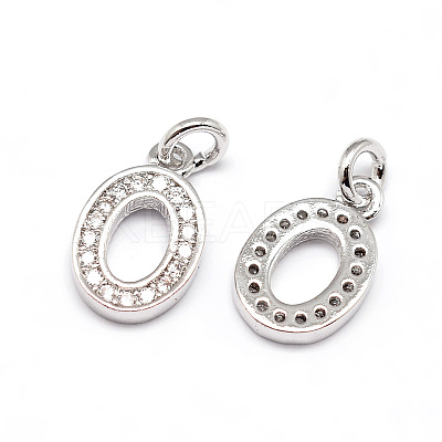 Real Platinum Plated Tone Brass Micro Pave Cubic Zirconia Number Charms ZIRC-E011-00-1