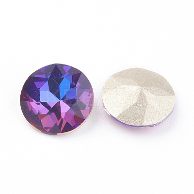 Pointed Back & Back Plated Glass Rhinestone Cabochons RGLA-J012-8mm-001VB-1