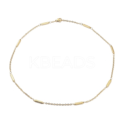 Ion Plating(IP) 304 Stainless Steel Rectangle Link Chain Necklace X-NJEW-K249-04G-1
