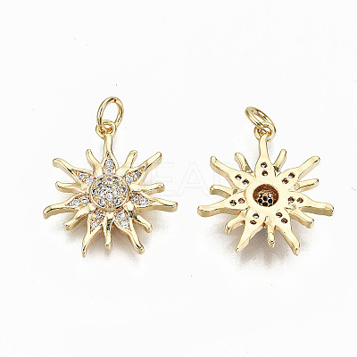 Brass Micro Pave Clear Cubic Zirconia Pendants X-KK-S356-159G-NF-1