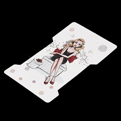 Rectangle Girl Print Paper Hair Clip Display Cards CDIS-M007-03D-1