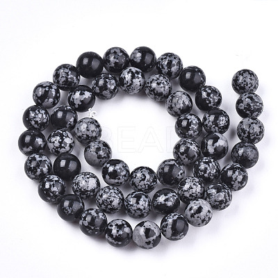 Synthetic Snowflake Obsidian Beads Strands G-T129-15-1-1