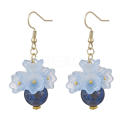 Natural Lapis Lazuli & Natural Rose Quartz & Natural Amethyst 304 Stainless Steel Dangle Earrings EJEW-JE06694-1