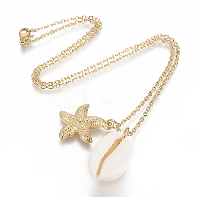 304 Stainless Steel Pendant Necklaces NJEW-F260-05G-1