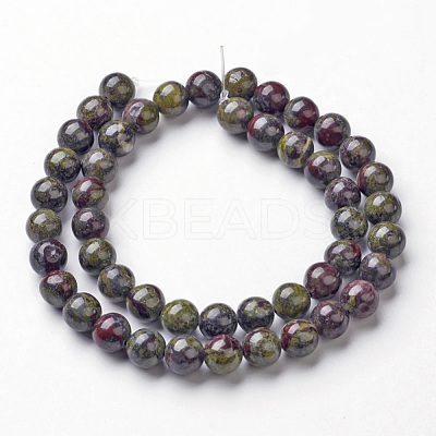 Natural Dragon Blood Jasper Bead Strands X-G-G957-24-8mm-1
