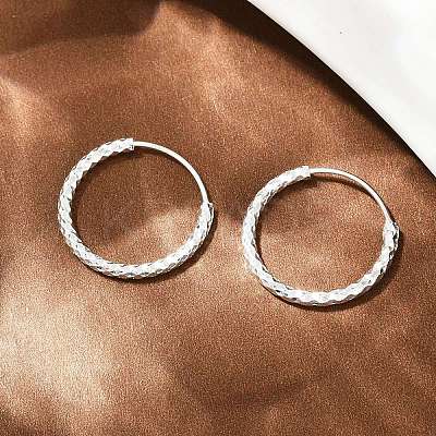 Brass Textured Hoop Earrings EJEW-F378-03C-S-1