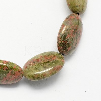 Flat Oval Gemstone Natural Unakite Stone Beads Strands G-S113-16-1