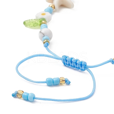 Ocean Theme Synthetic Turquoise & Glass Seed Beaded Bracelets BJEW-MZ00305-01-1