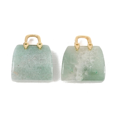 Natural Green Aventurine Brass Pendants KK-E274-01G-14-1