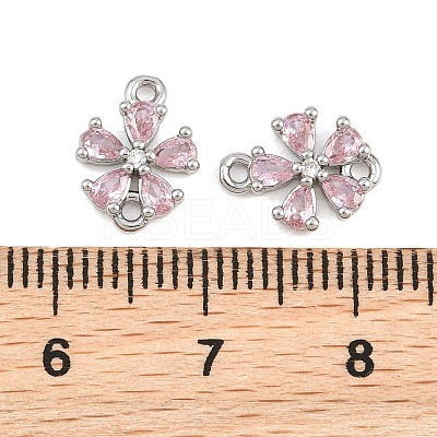 Brass Pave Pink Cubic Zirconia Connector Charms CU-CBAA6E8-01P-1