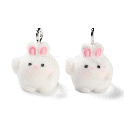 Animal Shape Flocky Resin Pendants RESI-Q229-01F-1