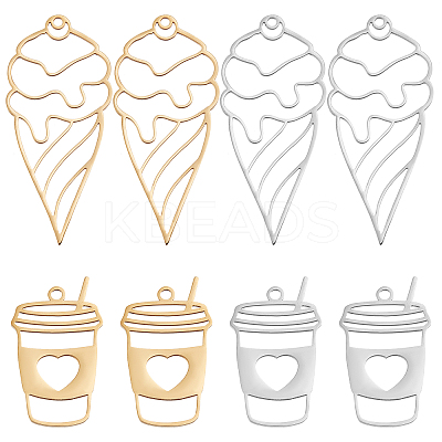 16Pcs 4 Style 201 Stainless Steel Pendants STAS-DC0006-57-1