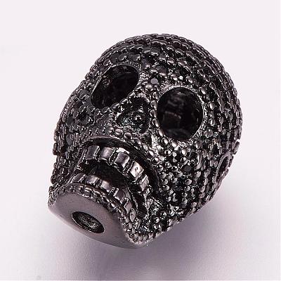 Brass Micro Pave Cubic Zirconia Beads ZIRC-G099-17B-1