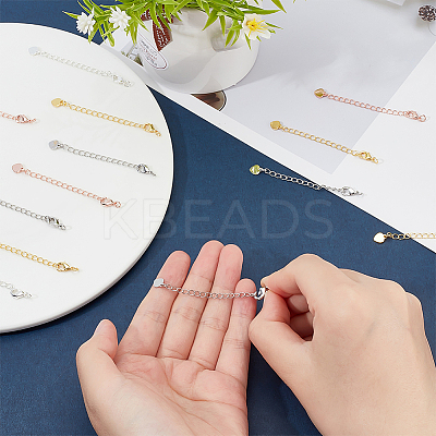 16Pcs 4 Colors Brass Curb Chain Extenders KK-OC0001-42-1