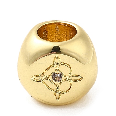 Rack Plating Brass Cubic Zirconia European Beads KK-Q784-42G-1