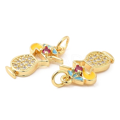 Brass with Cubic Zirconia Enamel Pendants X-KK-K343-06G-1