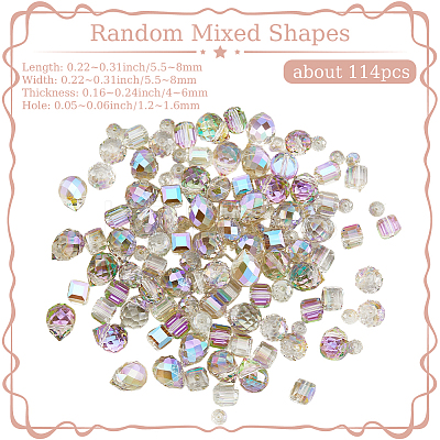 114Pcs Transparent Electroplate Glass Beads GLAA-PA0001-17C-1