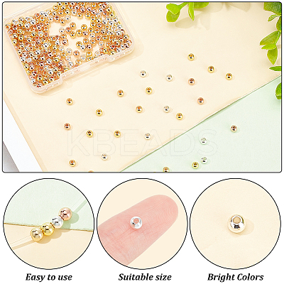320Pcs 4 Style Brass Solid Beads KK-PH0009-18-1