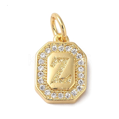 Real 18K Gold Plated Brass Micro Pave Clear Cubic Zirconia Pendants KK-L216-002G-Z-1