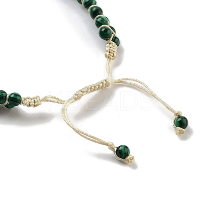 Synthetic Malachite Braided Round Bead Bracelets BJEW-K251-06F-1