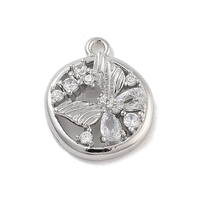 Brass Pave Clear Cubic Zirconia Pendants KK-Z061-19P-1