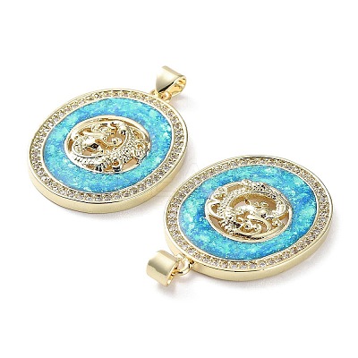 Rack Plating Brass Micro Pave Cubic Zirconia Pendants KK-C041-05B-G-1