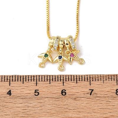Brass Pave Colorful Cubic Zirconia Pendant Box Chain Adjustable Slider Necklaces NJEW-D348-03A-G-1