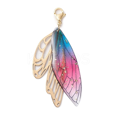 Butterfly Wings Resin Pendant Decorations HJEW-TA00314-1