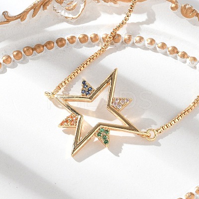 Star Brass Micro Pave Cubic Zirconia Slider Bracelets KK-R217-51G-1