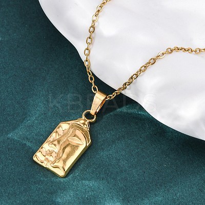 Abstract Face 304 Stainless Steel Pendant Necklaces NJEW-H059-25G-1