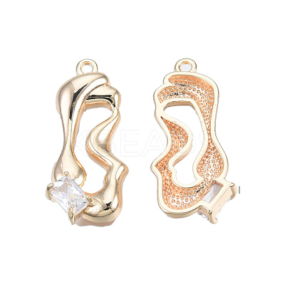 Brass Pave Clear Cubic Zirconia Pendants KK-N232-442LG-1