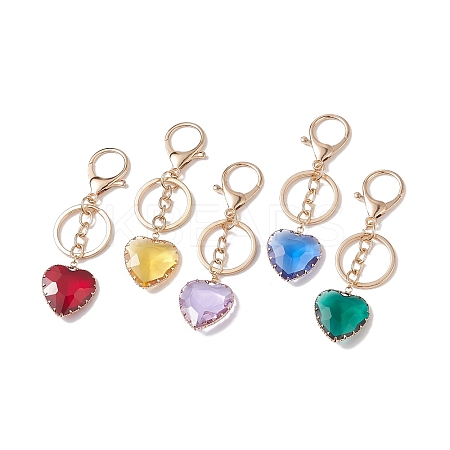 Colorful Heart Glass Pendant Keychain KEYC-JKC00404-1