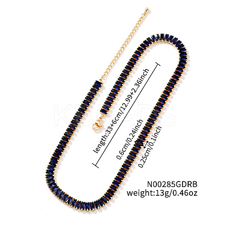 Brass Pave Rectangle Cubic Zirconia Tennis Necklaces for Women PW2283-3-1