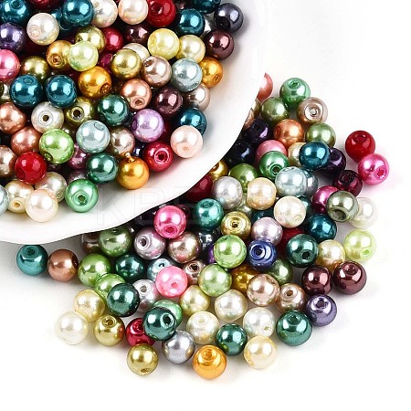 Baking Paint Pearlized Glass Pearl Beads X1-HY-Q003-6mm-M01-1