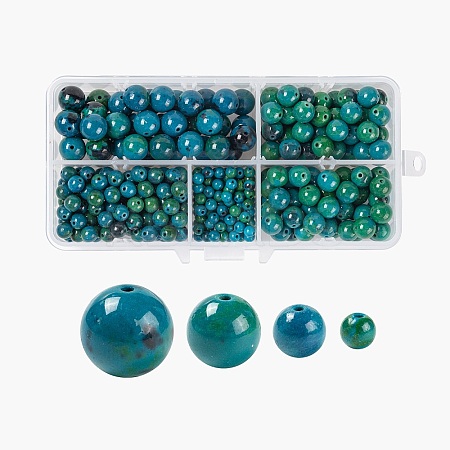 340Pcs 4 Sizes Synthetic Chrysocolla Beads G-LS0001-31-1
