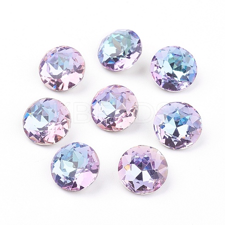 Pointed Back & Back Plated Glass Rhinestone Cabochons LS-RGLA-J012-10mm-001VL-1