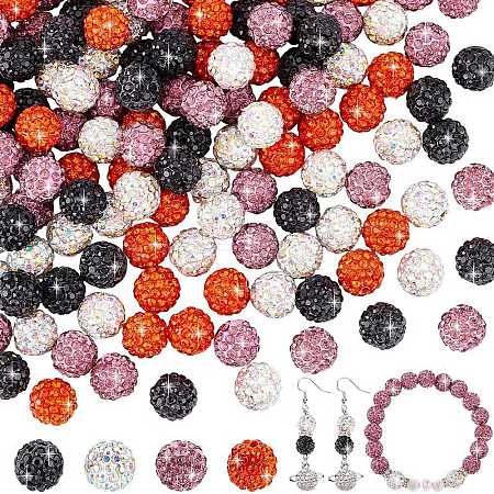 120Pcs 4 Colors Pave Disco Ball Beads RB-PH0001-58-1