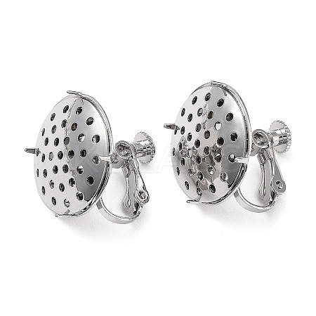 Brass Clip-on Sieve Earring Settings KK-Q785-13P-1