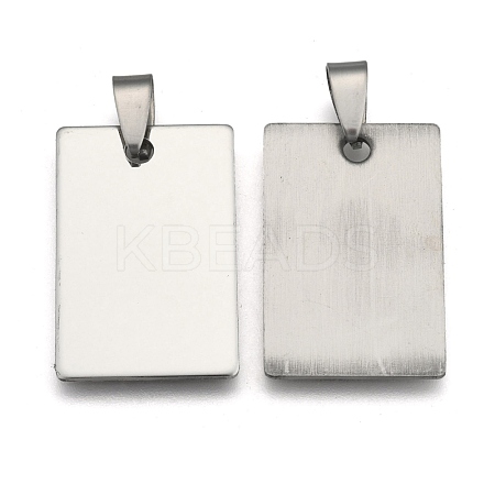 Non-Tarnish 201 Stainless Steel Rectangle Mirror Polished Finish Stamping Blank Tag Pendants STAS-S030-01-1