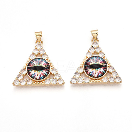 Brass Micro Pave Clear Cubic Zirconia Pendants for Women KK-T070-90A-05-1