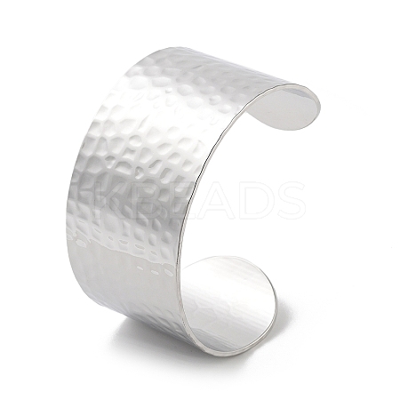 Non-Tarnish 304 Stainless Steel Textured Wide Open Cuff Bangles for Women BJEW-Z067-01P-01-1