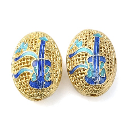 Rack Plating Brass Enamel Beads KK-P276-26C-04G-1