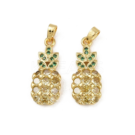 Brass Micro Pave Cubic Zirconia Pendants KK-C093-27B-G-1